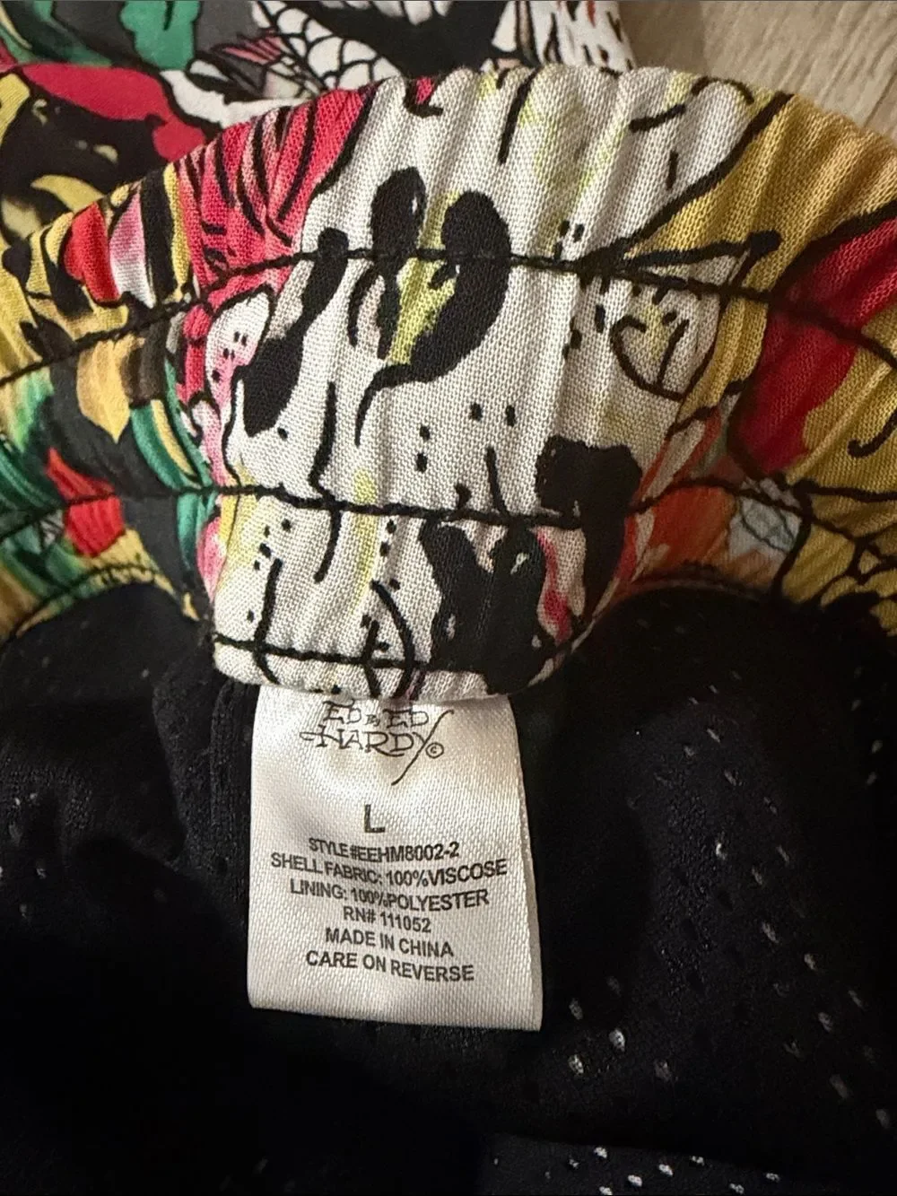 Ed Hardy Black Shorts with Multicolor Tattoo Print